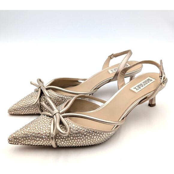 Badgley Mischka Angelina Slingback Pointed Toe Kitten Heel Pump Size US8.5 EU39 - Picture 1 of 12